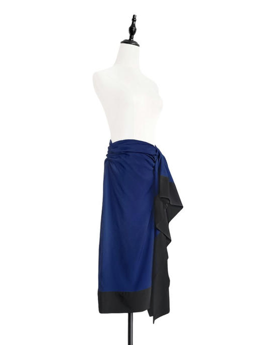 TYNVIE 不对称花边装饰裹身半身裙-藏青 商品图2