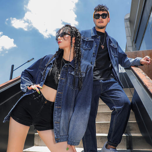 【Q】【新款DDJ】大依优型大码男装渐变情侣牛仔夹克外套宽松大码男士上衣 商品图1