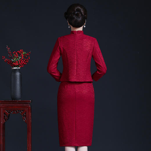 上海旗袍厂JC-JY5106婚礼气质时尚喜庆宴会婆婆礼服改良版旗袍套装连衣裙 商品图4