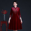 上海旗袍厂JC-JY-211新款金丝绒复古妈妈装旗袍婚礼婚宴旗袍七分袖连衣裙妈妈装秋 商品缩略图2