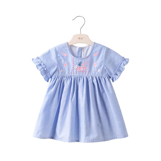 拉比-童衣类（夏）D0花语短袖连衣裙天蓝 商品图4