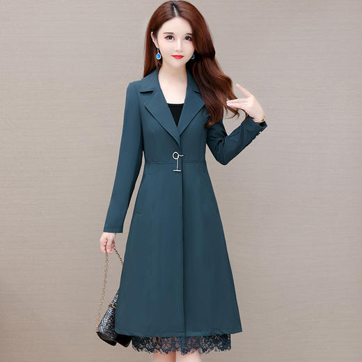 YWE  KED13808一粒扣时尚中长款气质优雅风衣外套 商品图3
