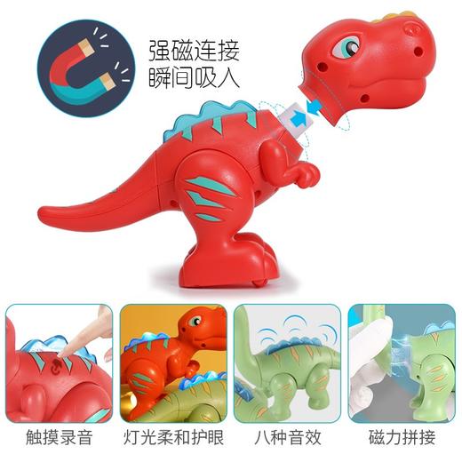【蛋宝乐磁力拼装积木 磁力吸附 柔和灯光 趣味声效 还能录音播放】儿童动物仿真玩具模型 小马/大象/狮子/老虎/认知动物园玩具 商品图3