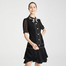 RF8A6斯尔丽瑟俪2021年夏季上新手工钉珠领衬衫式连衣裙