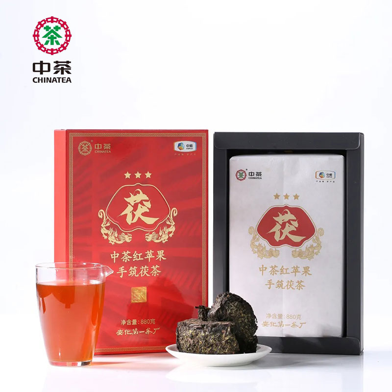 中粮-中茶（限量款）红苹果手筑茯茶金花茯砖茶版880克/盒/原产地直发