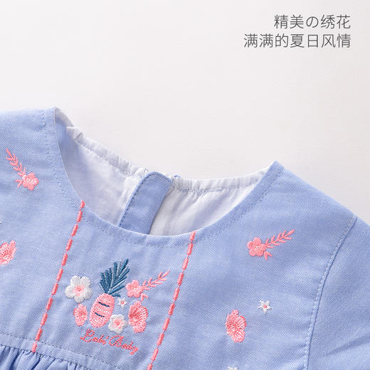 拉比-童衣类（夏）D0花语短袖连衣裙天蓝 商品图1