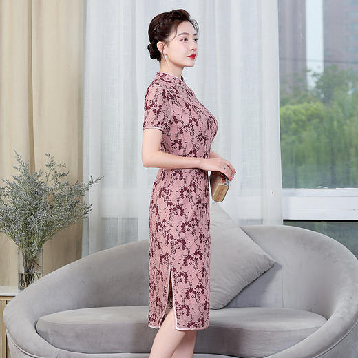 上海旗袍厂ZY-Q5476夏装短袖立领改良旗袍连衣裙中老年气质显瘦刺绣女裙子 商品图2