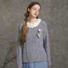 famecoco范可儿针织衫女款初秋蓝色慵懒羊毛上衣F216DB004 商品缩略图1