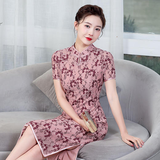 上海旗袍厂ZY-Q5476夏装短袖立领改良旗袍连衣裙中老年气质显瘦刺绣女裙子 商品图1