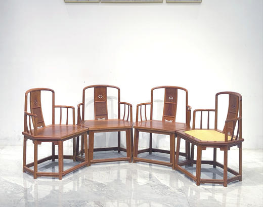 红桥红  家具严选  缅甸花梨（大果紫檀）【故宫款 六方形南官帽椅 】 商品图1