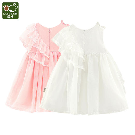 拉比-童衣类（夏）D0花语花边背心裙米白 商品图1