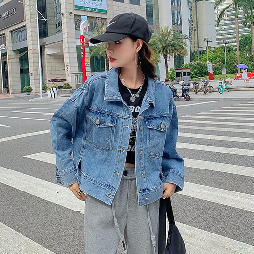 【服饰鞋包】牛仔外套女秋季短款小个子百搭新款港味复古风上衣潮 商品图2