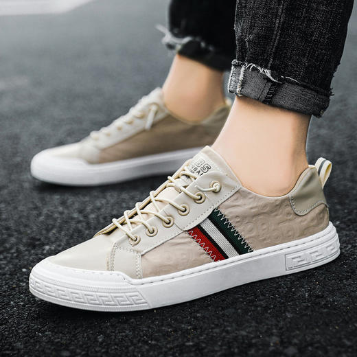 【服饰鞋包】韩版小白鞋帆布鞋低帮鞋板鞋休闲彩虹条纹鞋子学生系带男鞋 商品图1