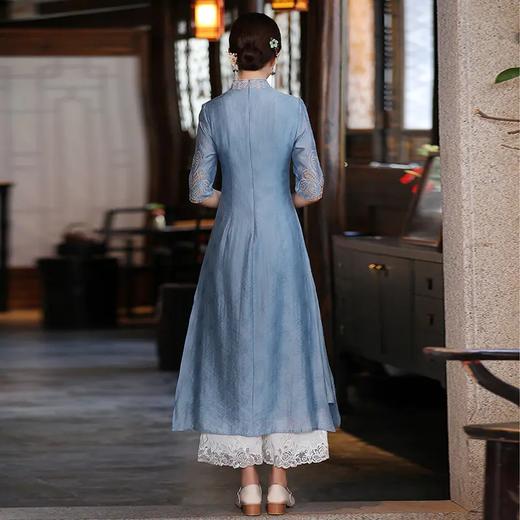 YFN21127禅服女夏中国风禅意女装收腰显瘦气质长裙日常古风裙子复古连衣裙 商品图2