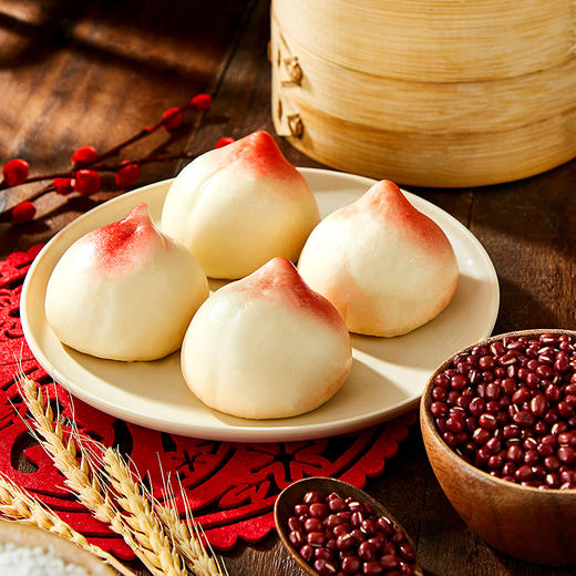 思念 中华面点 速冻馒头 寿桃豆沙包 速食早餐 半成品360g 约12只 商品图6