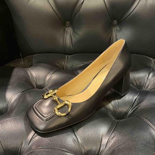 LFGJ 12702  马衔扣方头粗跟气质高跟通勤舒适 商品图6