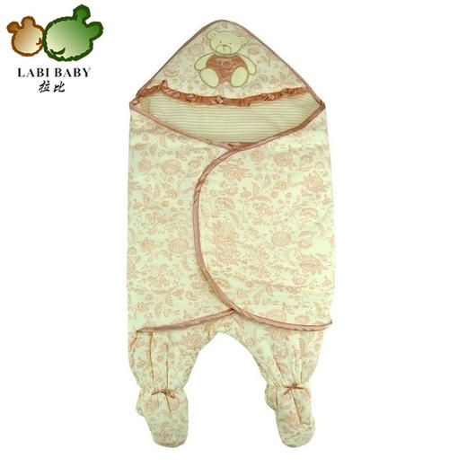 拉比-寝具类（常年）A7-14小熊花语连脚抱袋玫瑰红 商品图0