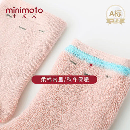 小米米配饰婴儿袜子儿童冬季加厚毛袜宝宝男女童保暖地板袜毛巾袜3对装 商品图3