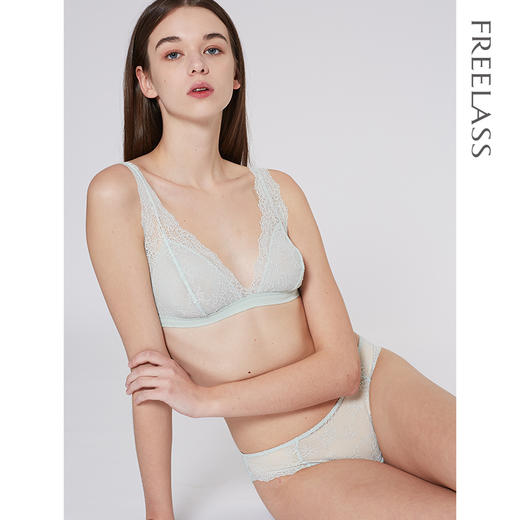 法式三角杯小胸内衣女士蕾丝性感无钢圈文胸薄款胸罩bralette套装 商品图2