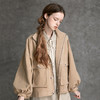 famecoco范可儿秋季外套女纯棉长袖立领灯笼袖宽松休闲短款D216AB303 商品缩略图1