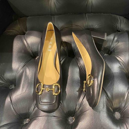 LFGJ 12702  马衔扣方头粗跟气质高跟通勤舒适 商品图11