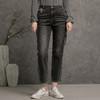 famecoco范可儿秋长裤黑色高腰时尚百搭水洗直筒牛仔裤女D216GA300 商品缩略图2