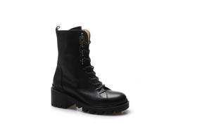 豪麟名鞋奥莱进口迪嘉女装牛皮革帅性马丁靴FW21659N黑色  原价5260元