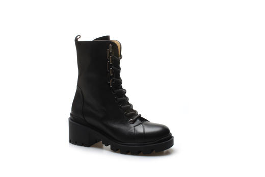 豪麟名鞋奥莱进口迪嘉女装牛皮革帅性马丁靴FW21659N黑色  原价5260元 商品图0