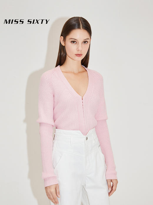 Miss Sixty2021秋季新款毛针织衫女V领开衫外套纯色6N3RJ0120000 商品图3