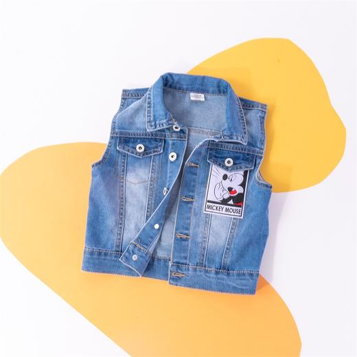 迪士尼男女童春秋时尚休闲牛仔马甲坎肩背心小外套 商品图4