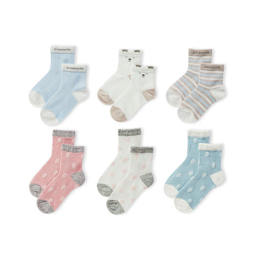 小米米配饰婴幼儿袜子儿童薄款夏季网眼袜男女宝宝透气棉袜提花袜短袜3对装 YA058 商品图5