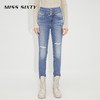Miss Sixty2021秋季新款牛仔裤女三环高腰破洞毛边紧身修身九分裤6N3JJ2330800 商品缩略图0
