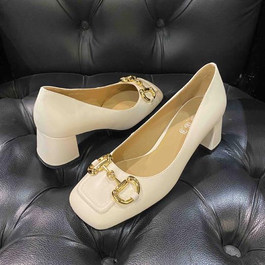 LFGJ 12702  马衔扣方头粗跟气质高跟通勤舒适 商品图2