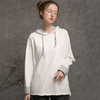 famecoco范可儿秋季连帽卫衣女纯棉长袖设计感宽松灰色上衣D216BL300 商品缩略图4