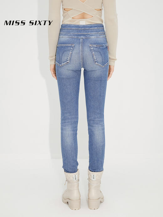 Miss Sixty2021秋季新款牛仔裤女三环高腰破洞毛边紧身修身九分裤6N3JJ2330800 商品图2