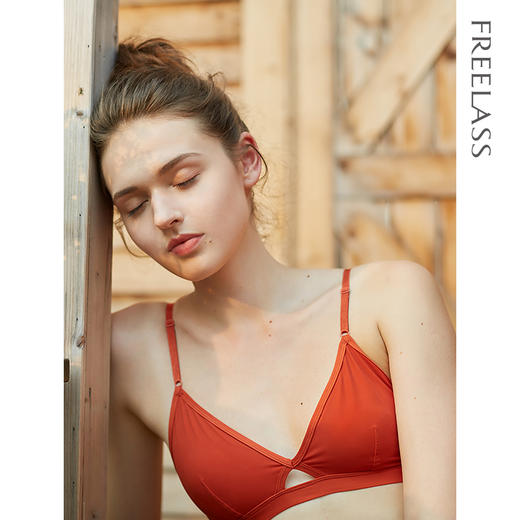 弗利少女薄款透气弹力法式内衣套装无钢圈胸罩小胸文胸乳罩本命红 商品图0