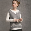 famecoco范可儿女士马甲背心秋v领无袖提花宽松羊毛马夹D216CA300 商品缩略图0