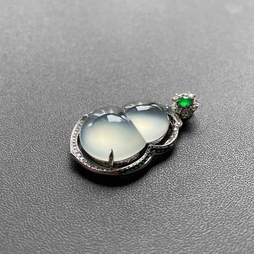 玻璃种厚庄翡翠葫芦18k白金钻石沙弗莱石镶嵌 商品图6