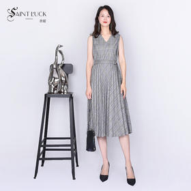 SAINT L’UCK/圣媛女装新款V领格子连衣裙SA120L04