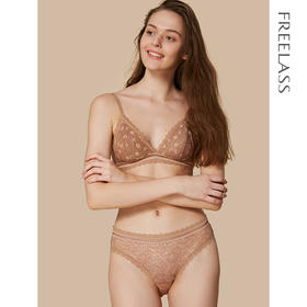 弗利少女无钢圈内衣女法式小胸少女文胸性感蕾丝浅咖色薄垫款舒适