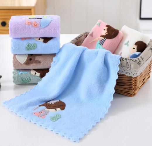 【母婴】珊瑚绒小毛巾柔吸水贴布童巾25*50cm洗脸面巾礼品儿童毛巾 商品图2