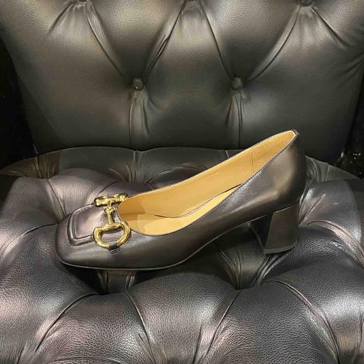 LFGJ 12702  马衔扣方头粗跟气质高跟通勤舒适 商品图7