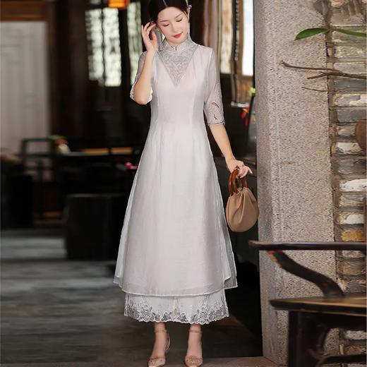 YFN21127禅服女夏中国风禅意女装收腰显瘦气质长裙日常古风裙子复古连衣裙 商品图0