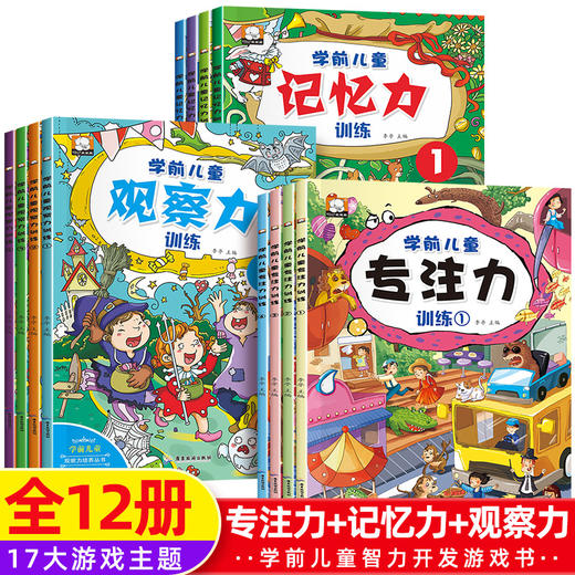 12册找不同迷宫书专注力训练书3-4-6岁儿童益智注意力观察记忆力智力开发大脑思维书籍走全脑学前 培养孩子幼儿逻辑左右脑找茬相同 商品图0