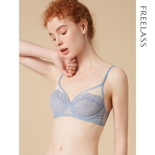弗利少女法式蕾丝性感小胸内衣女 钢圈文胸少女超薄bra承托感胸罩 商品图1