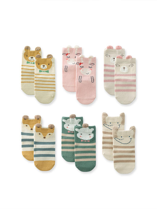 小米米配饰儿童保暖棉袜四季短袜婴儿袜男童袜子秋新款可爱女童四季袜3对装 YA060 商品图4