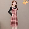YWE-XH-ST19831秋装新款修身气质减龄时尚翻领格子连衣裙 商品缩略图3