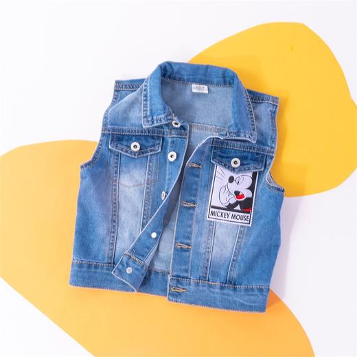 迪士尼男女童春秋时尚休闲牛仔马甲坎肩背心小外套 商品图7