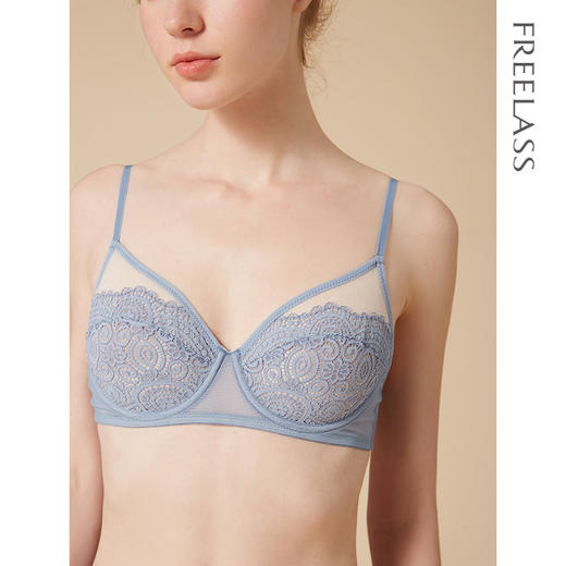 弗利少女法式蕾丝性感小胸内衣女 钢圈文胸少女超薄bra承托感胸罩 商品图0