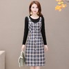 YWE-XH-ST19831秋装新款修身气质减龄时尚翻领格子连衣裙 商品缩略图4